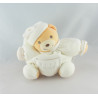 Doudou ours patapouf blanc feuilles brodées KALOO