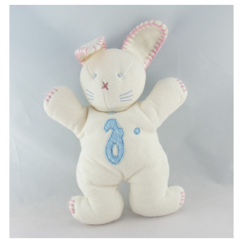 Doudou lapin rose  à carreaux BEBE JACADI 