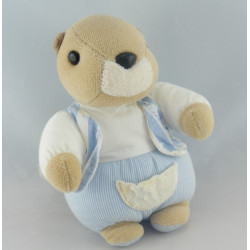 Doudou écureuil gilet rayé bleu TARTINE ET CHOCOLAT