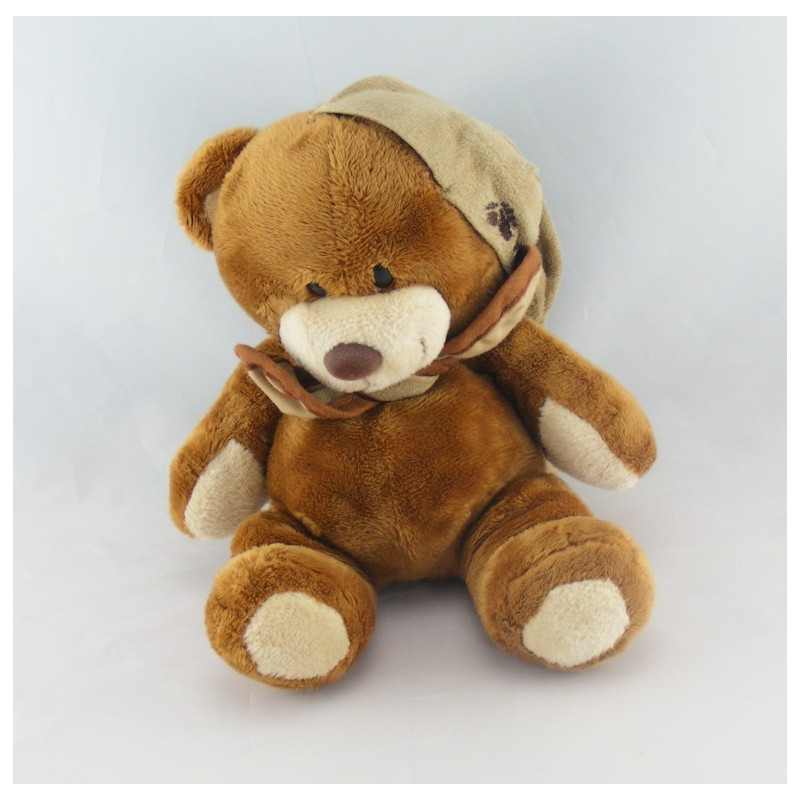 Doudou ours blanc robe marron MGM