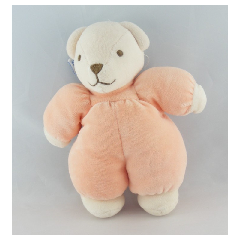 Doudou ours orange saumon NOUNOURS