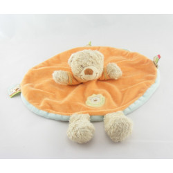 Doudou plat ours sweat capuche orange bleu NICOTOY